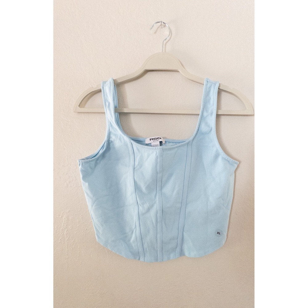 RSQ Corset Tank Top Light Blue‎ Sleeveless Fitted Cropped XL